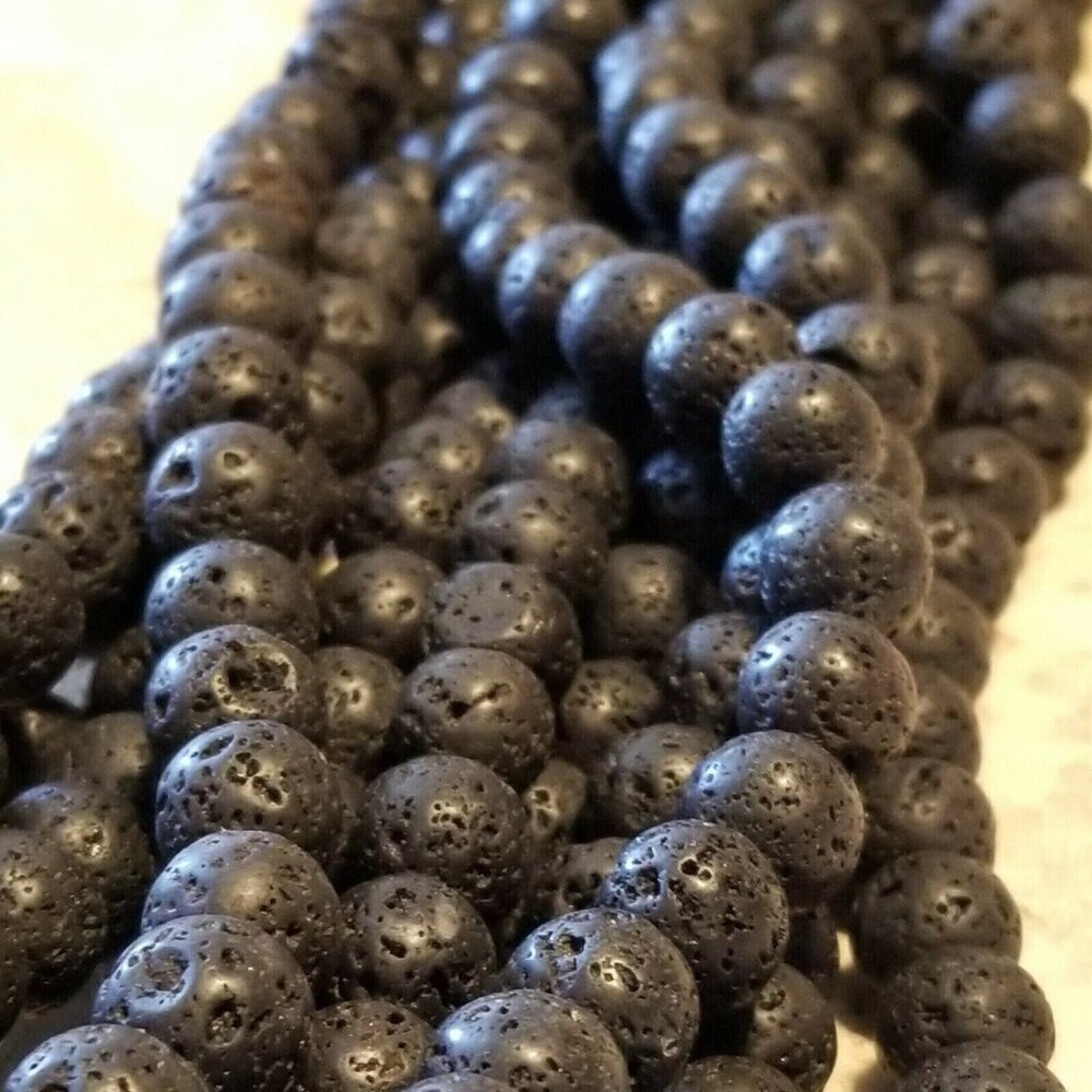 Volcanic Lava Natural Black Shades Rock Gemstone 10mm Round Beads 10 pcs